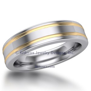 Double Striped Two Tone Wedding Ring